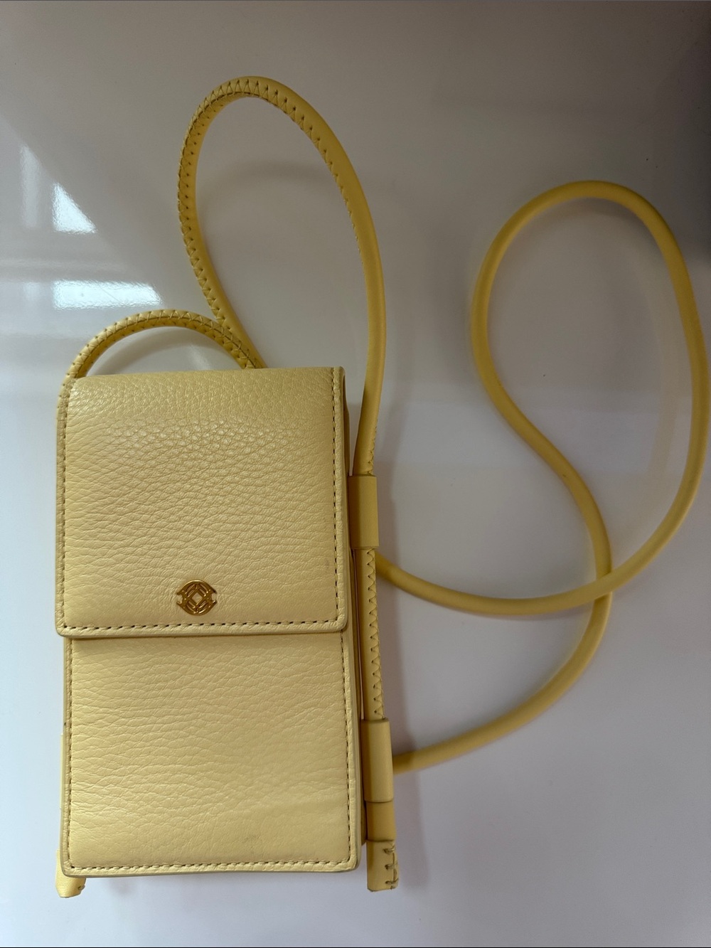 Dagne Dover Yellow Leather Crossbody Phone Pouch